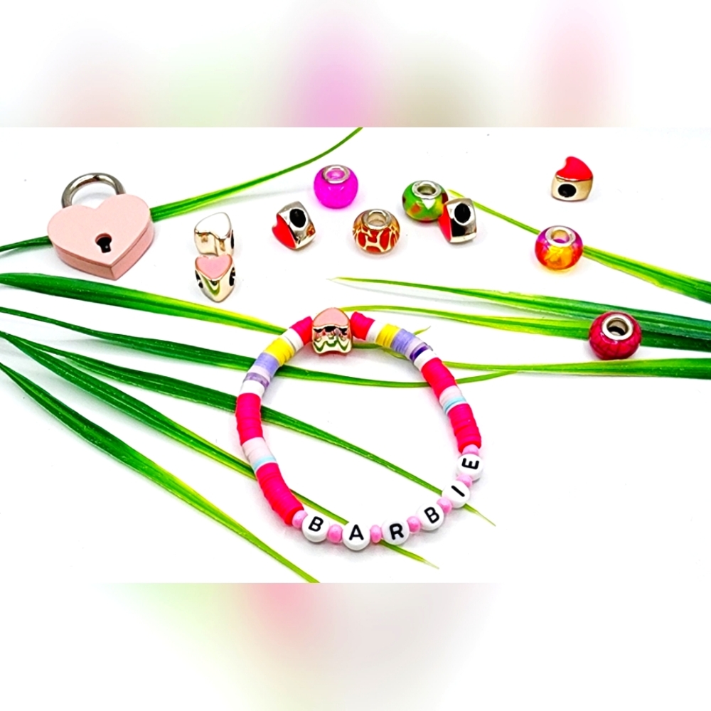 barbie bracelet, colorful beads,custom made, stretchy bracelet,